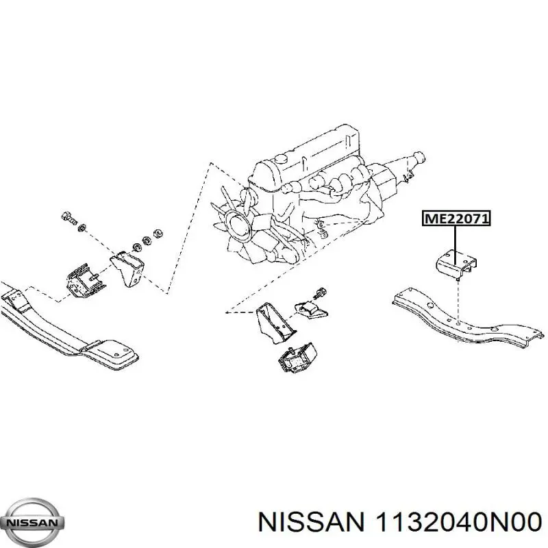 Coxim (suporte) traseiro de motor para Nissan Urvan (E24)