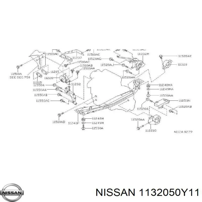 Задняя опора двигателя 1132050Y11 Nissan