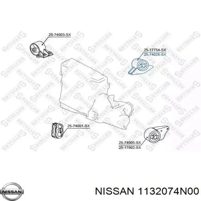 Задняя опора двигателя Nissan/Infiniti 1132074N00 цена, от 167.39 USD