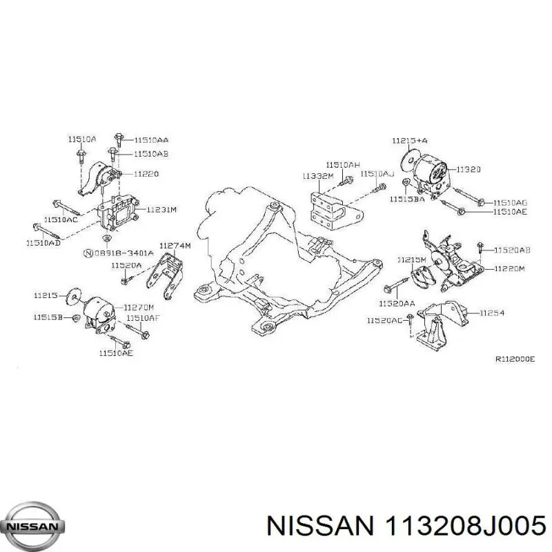 113208J005 Nissan подушка (опора двигателя задняя)