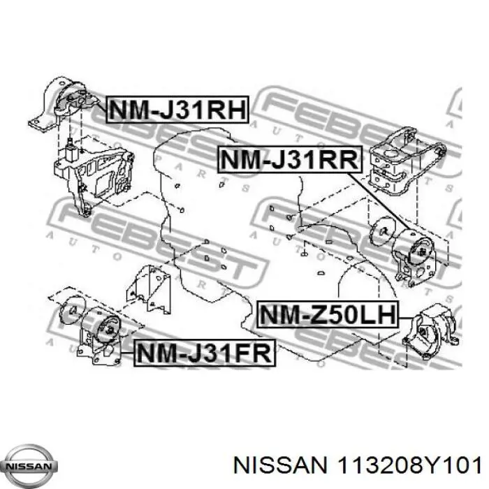 Compre 113208Y101 Nissan/Infiniti Coxim (suporte) traseiro de motor