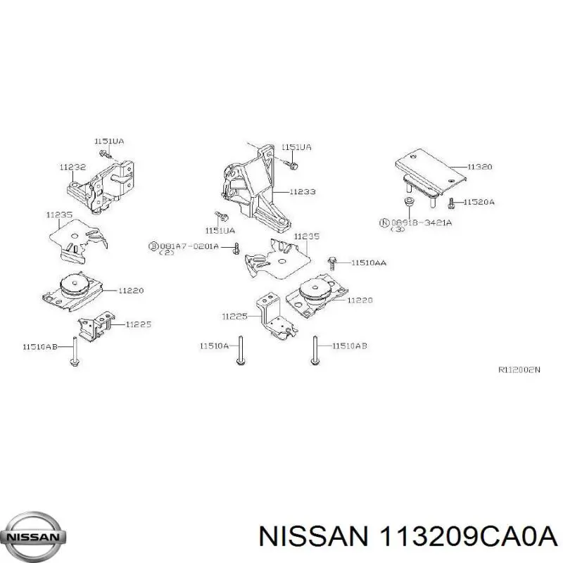113209CA0A Nissan coxim (suporte traseiro de motor)