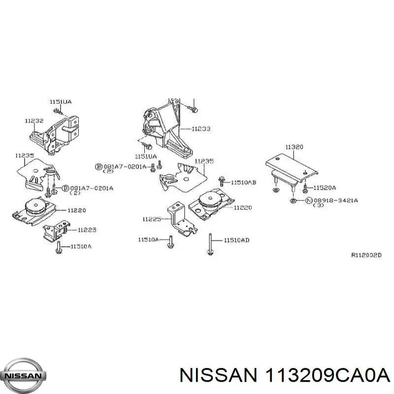 断線 11320-EA213 Nissan/Infiniti Подушка (опора) двигателя задняя