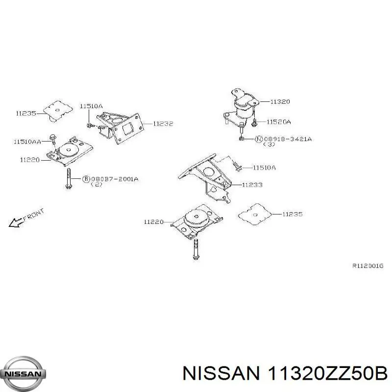 Задняя опора двигателя 11320ZZ50B Nissan