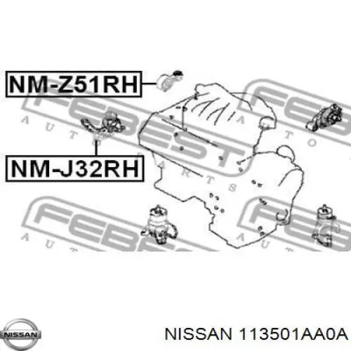 Подушка (опора) двигателя правая задняя 113501AA0A Nissan