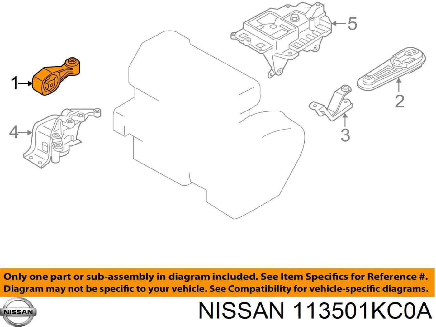 Подушка (опора) двигателя правая Nissan 113501KC0A