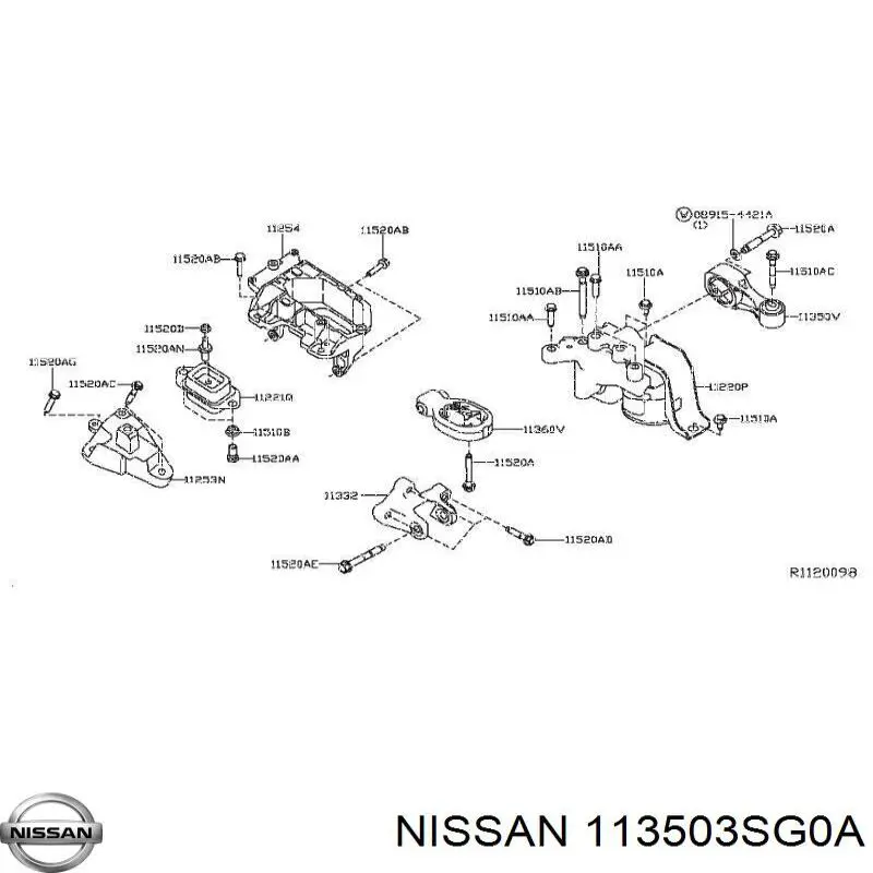 113503SG0A Nissan подушка (опора двигателя правая)