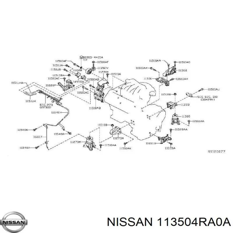Верхняя опора двигателя Nissan/Infiniti 113504RA0A цена, от 50.85 USD
