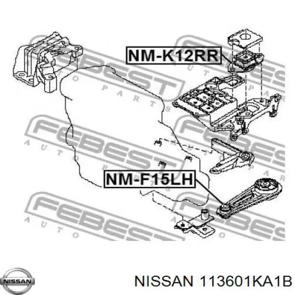 113601KA1B Nissan подушка (опора двигателя задняя)
