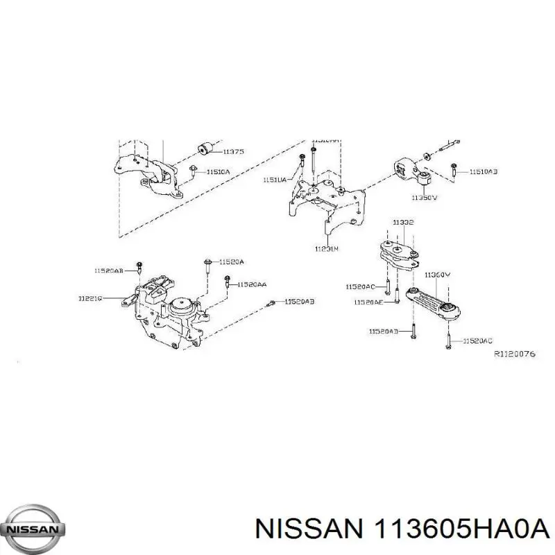 Купить 113605HA0A Nissan/Infiniti Гидроопора двигателя задняя
