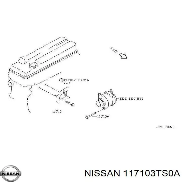 Кронштейн генератора натяжной Nissan/Infiniti 117103TS0A цена, от 16.51 USD