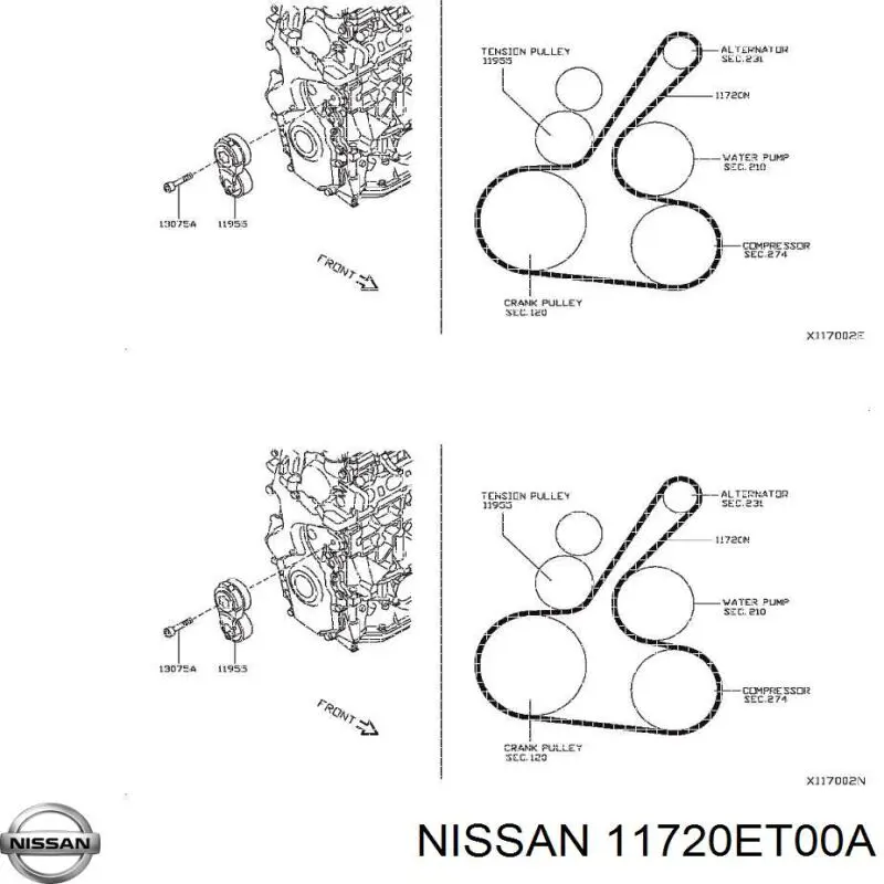 11720ET00A Nissan/Infiniti Поликлиновый ремень