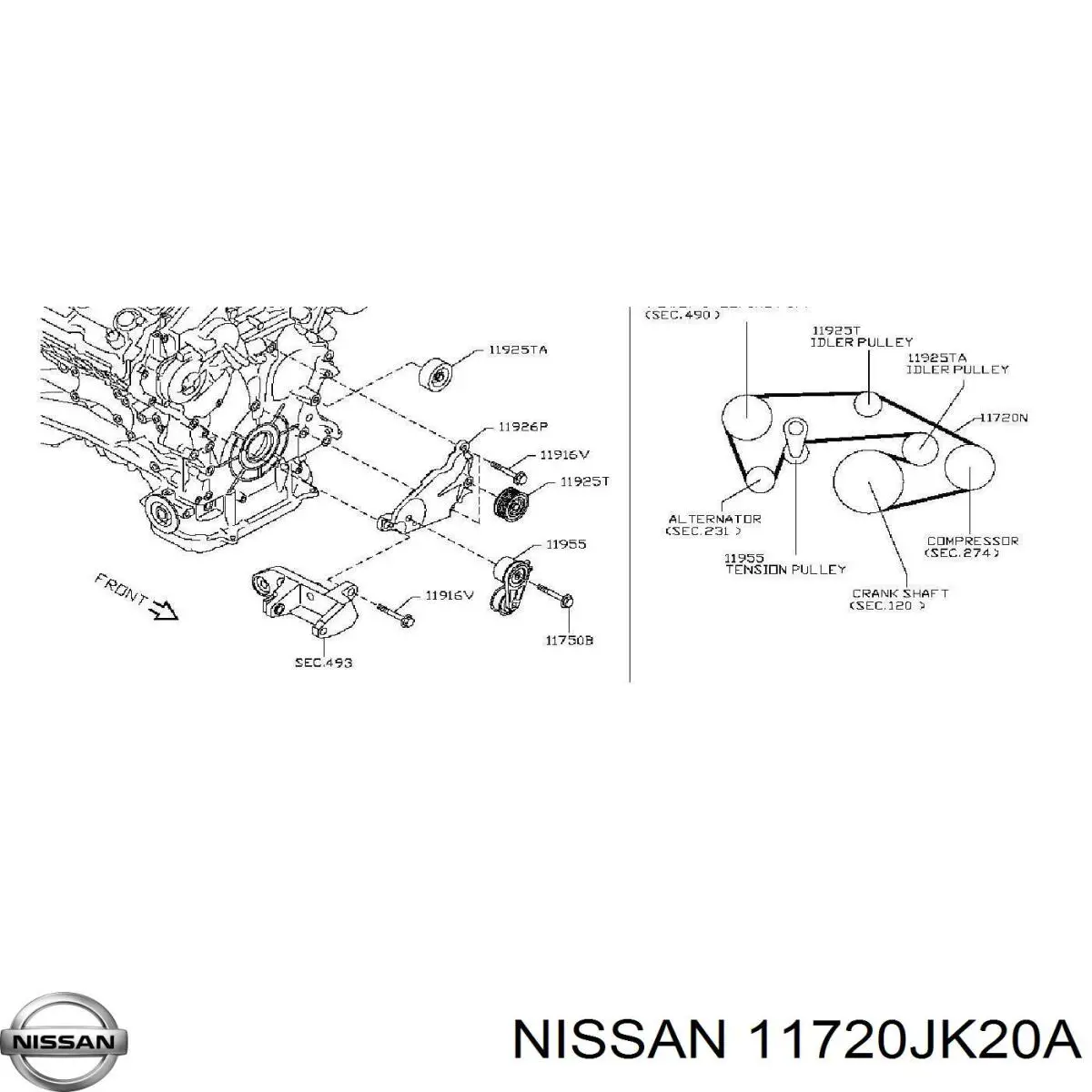 Клиновый ремень Nissan/Infiniti 11720JK20A цена, от 22.41 USD