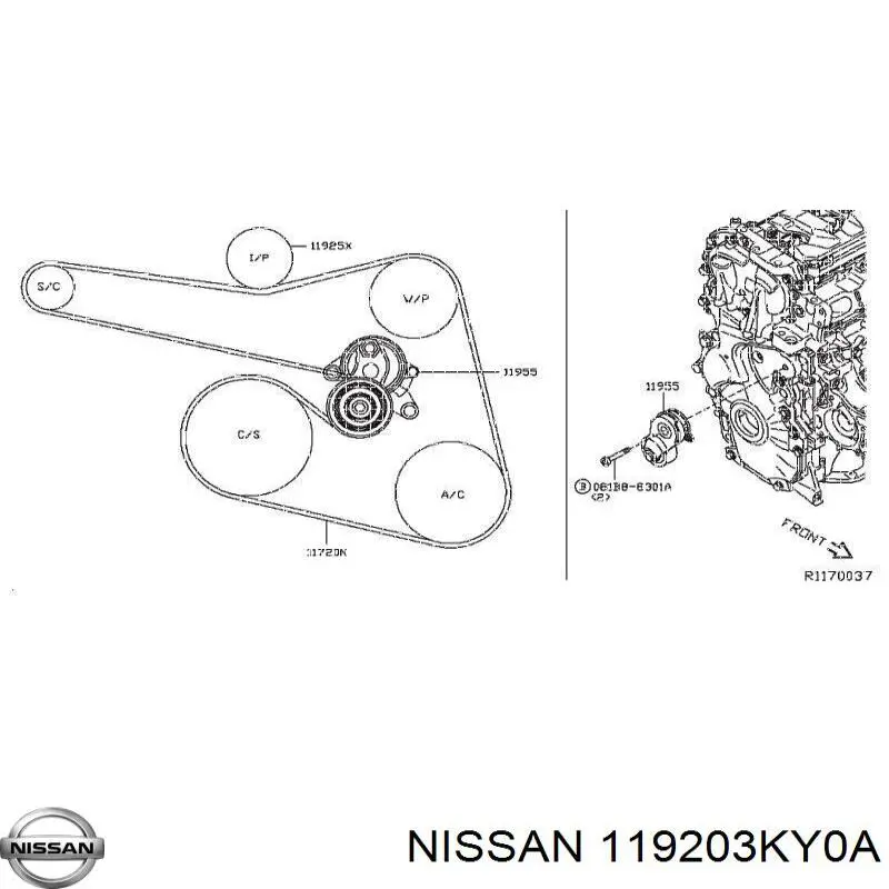 Купить 119203KY0A Nissan/Infiniti Ремень генератора