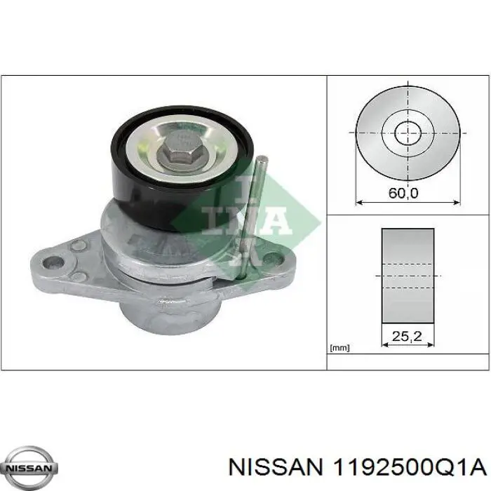 Роликовий модуль натяжителя ремня Nissan/Infiniti 1192500Q1A цена, от 19.18 USD