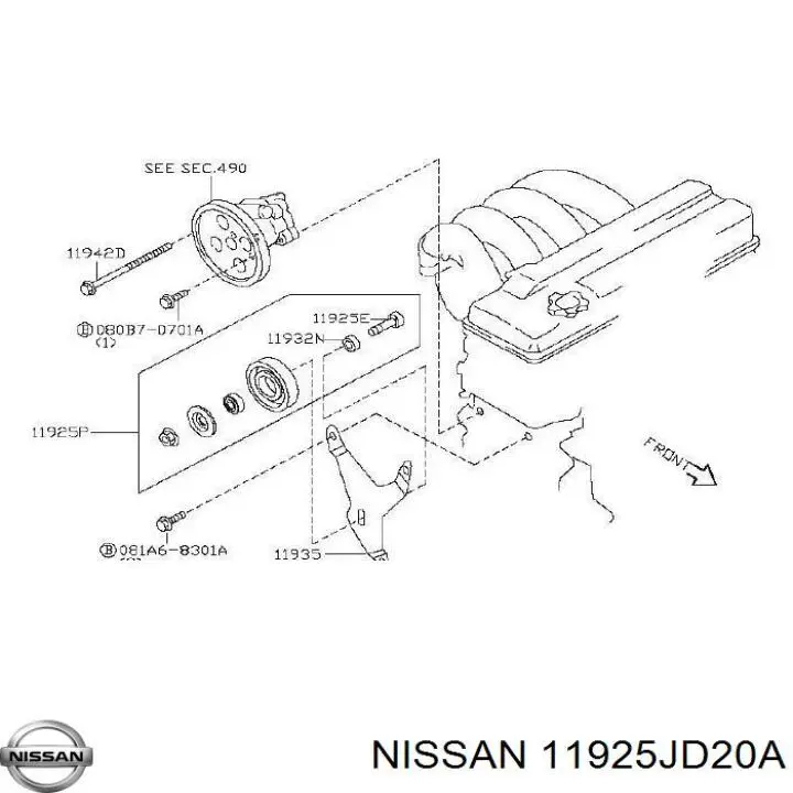 11925JD20A Nissan rolo parasita da correia de transmissão