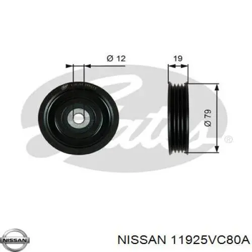 Натяжной ролик Nissan/Infiniti 11925VC80A цена, от 12.67 USD