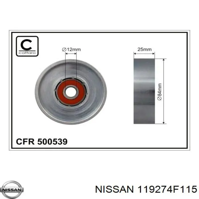 Ролик натяжителя приводного ремня Nissan 119274F115