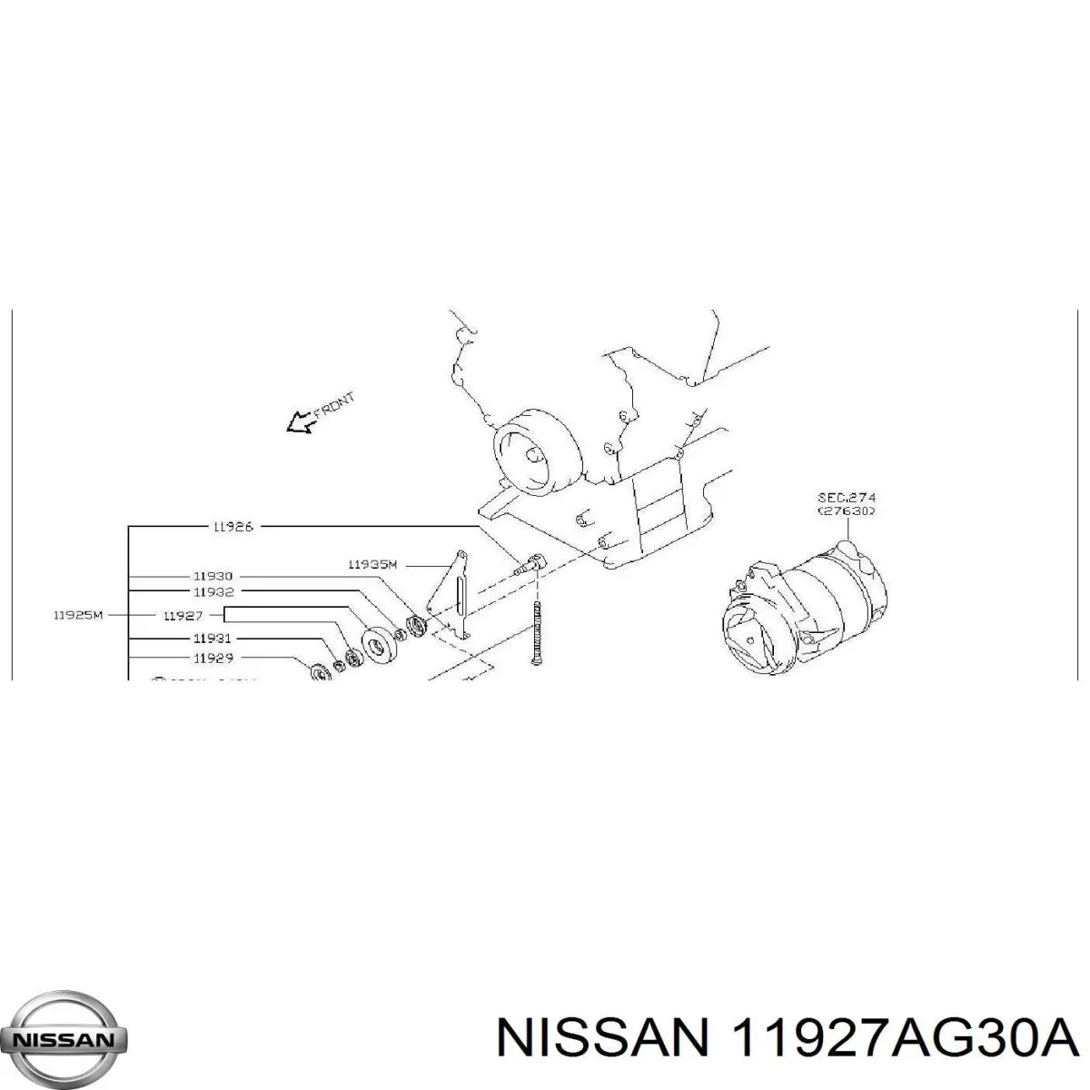 Паразитный ролик 11927AG30A Nissan