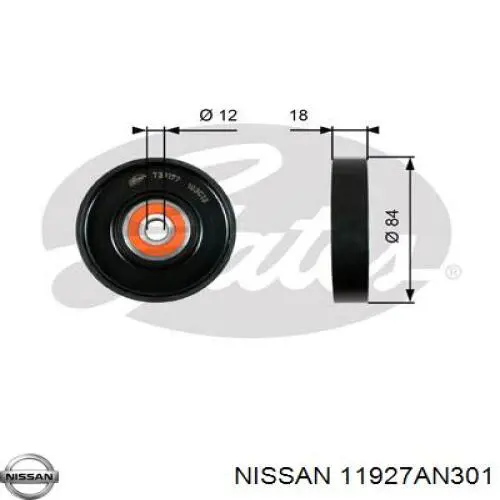 Паразитный ролик приводного ремня Nissan/Infiniti 11927AN301 цена, от 21.36 USD