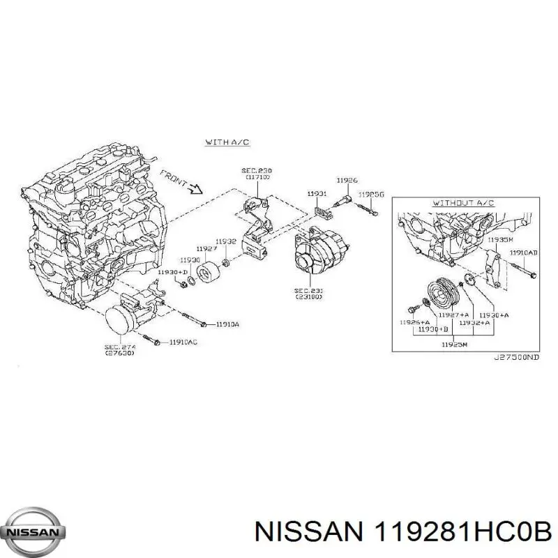  Nissan/Infiniti 119281HC0B цена, от 17.20 USD