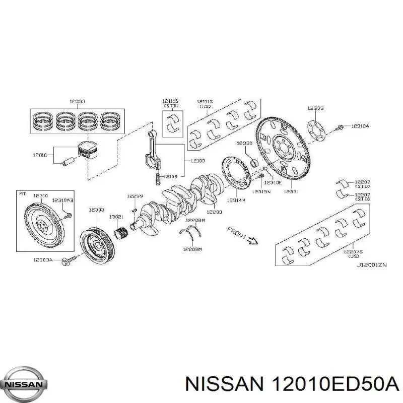 Поршень (комплект на мотор), STD на Nissan Qashqai I 