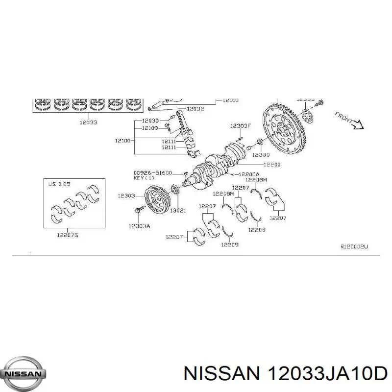 Кольца поршневые STD. NISSAN 12033JA10D