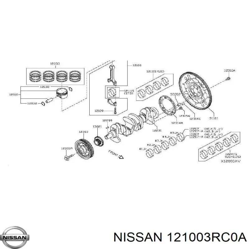 121003RC0A Nissan biela de pistão de motor