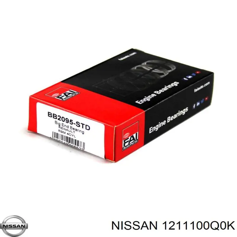 Шатунные вкладыши коленчатого вала Nissan/Infiniti 1211100Q0K цена, от 115.50 USD