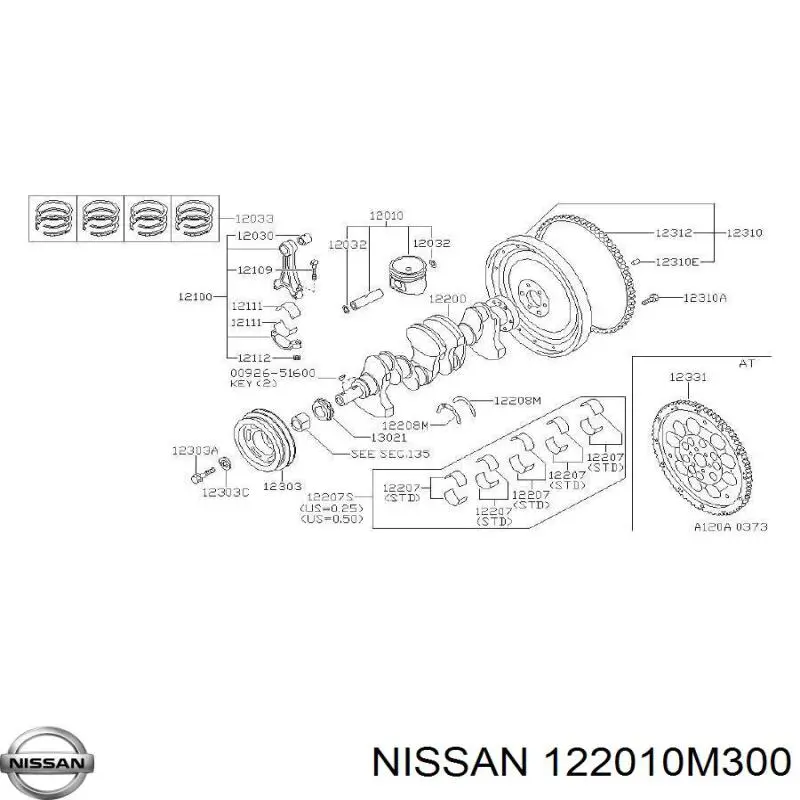 122010M300 Nissan/Infiniti Коленвал двигателя