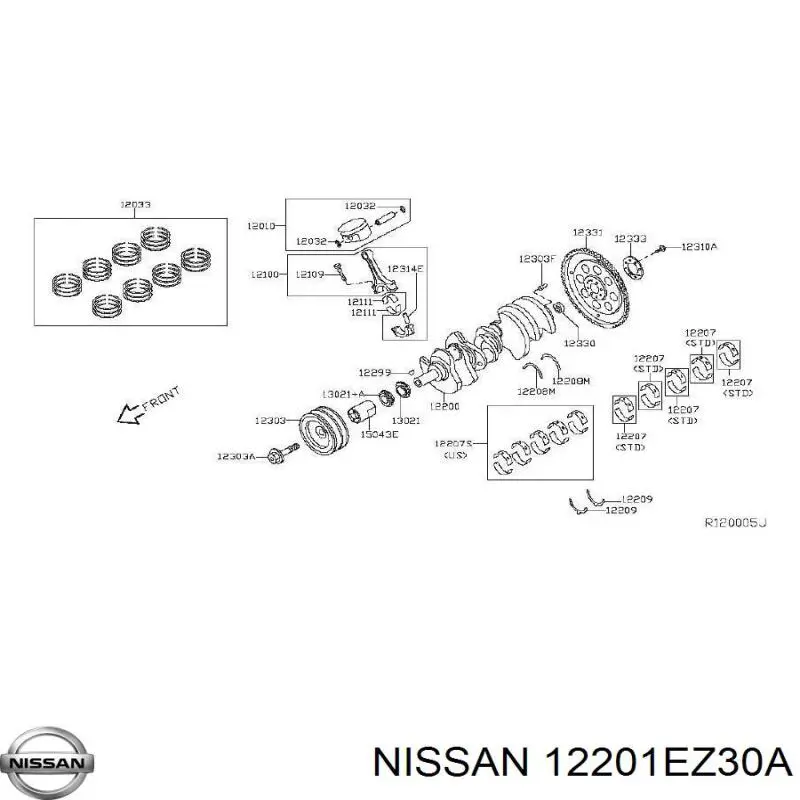 Купить 12201EZ30A Nissan/Infiniti Коленвал