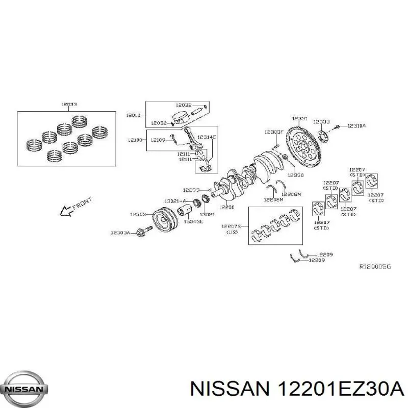 Вал коленчатый и маховик Nissan/Infiniti 12201EZ30A цена, от 1015.80 USD