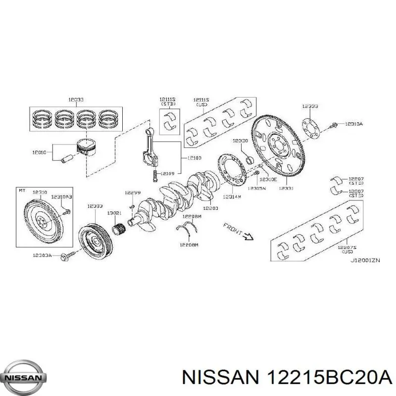 Вкладыши коленвала коренные, комплект, стандарт (STD) MB5767SI King
