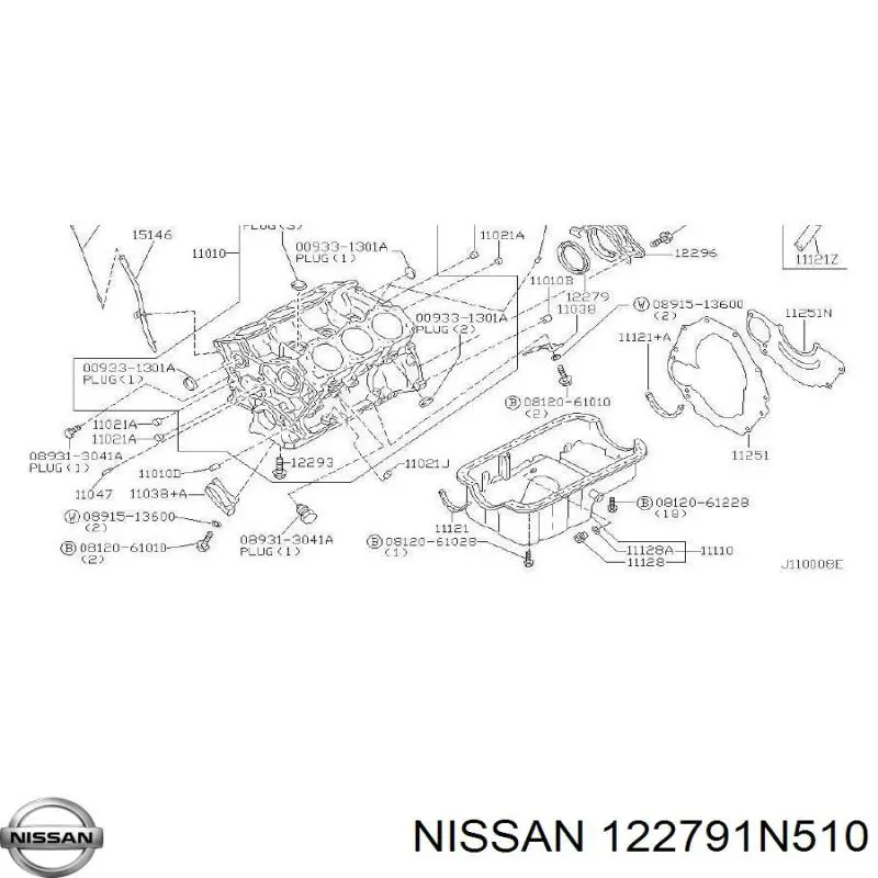 Anillo retén, cigüeñal 122791N510 Nissan/Infiniti