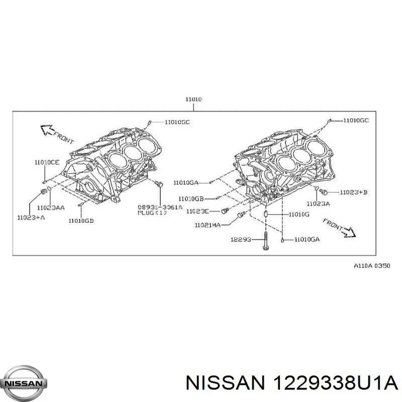 Болт крышки коренного вкладыша Nissan 1229338U1A