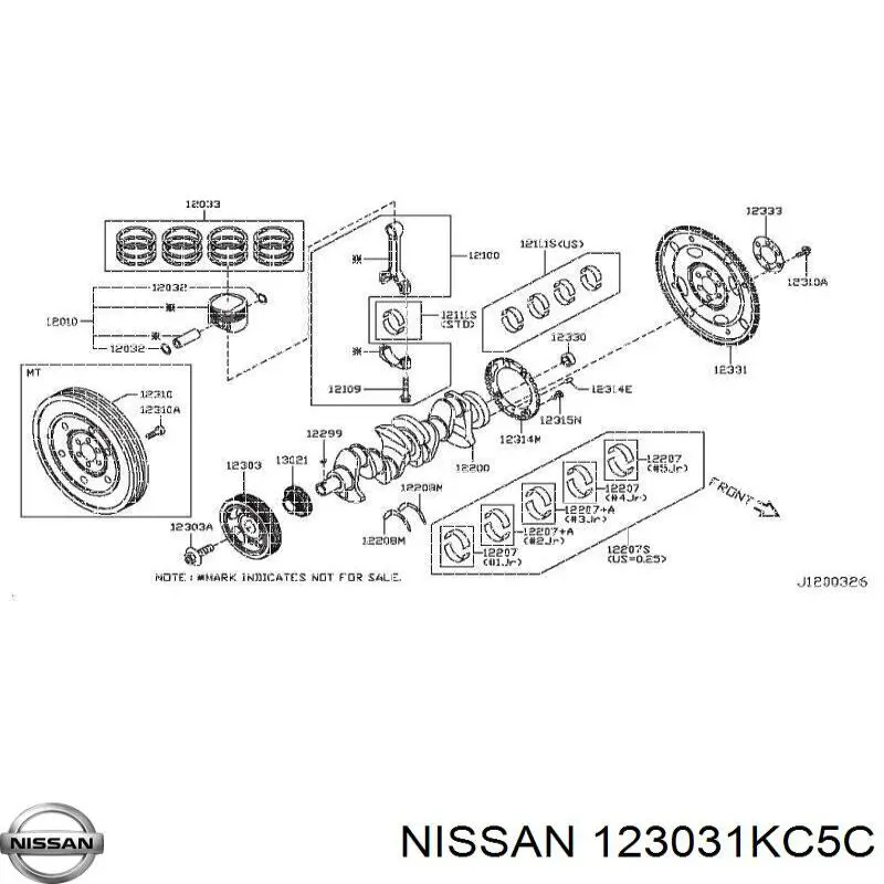 Шкив коленвала 123031KC5C Nissan