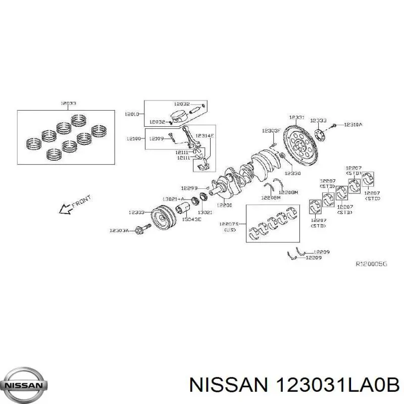 Шкив коленвала 123031LA0B Nissan