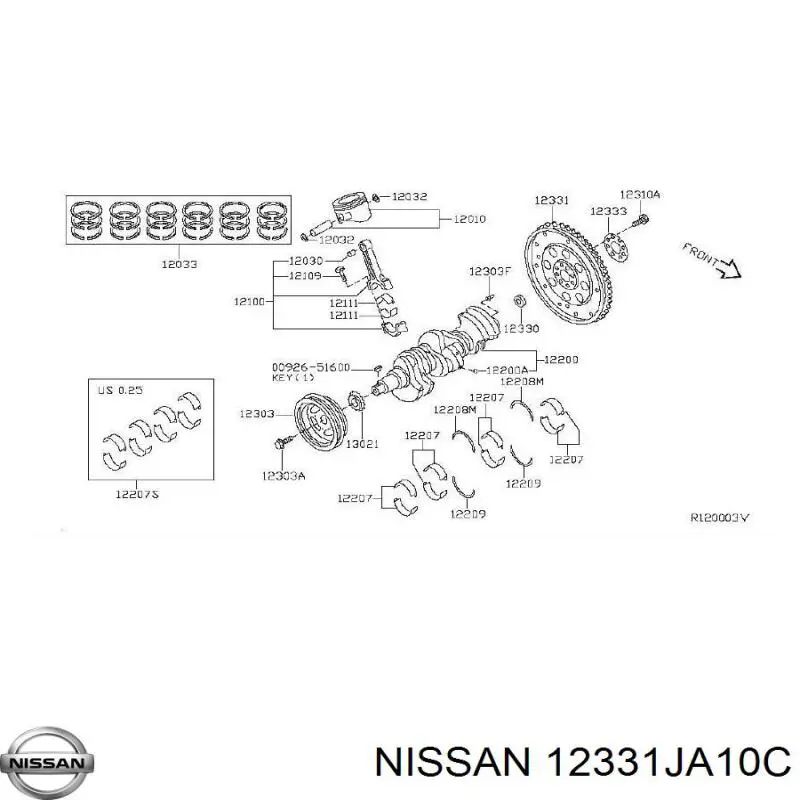 12331JA10C Nissan volante de motor