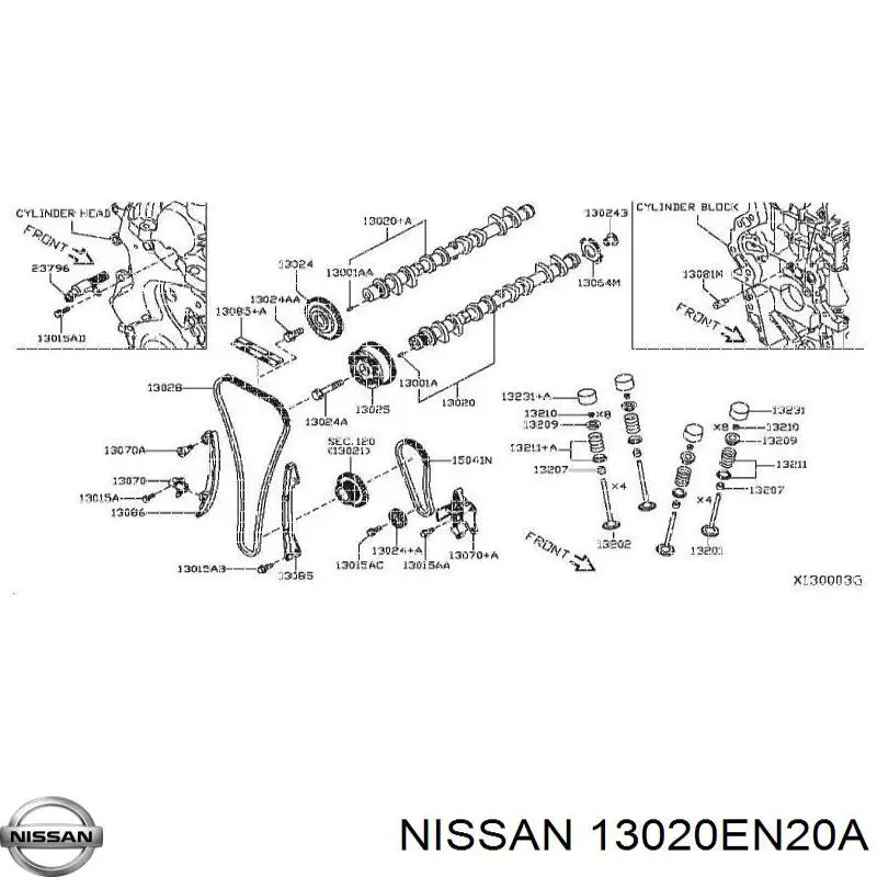 Впускной распредвал двигателя 13020EN20A Nissan