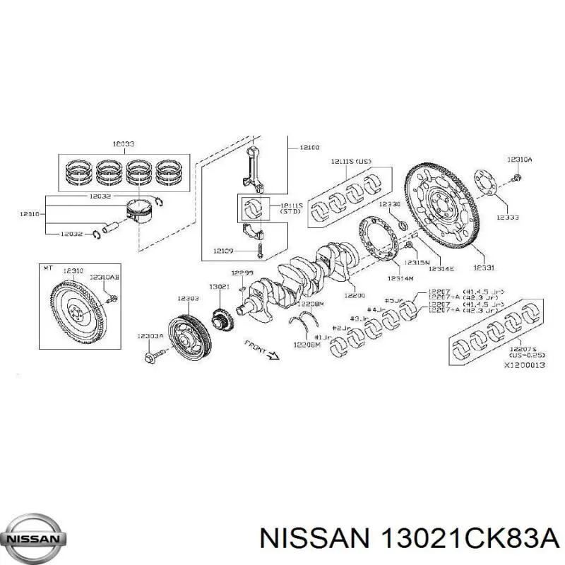 13021CK83A Nissan звездочка-шестерня привода коленвала двигателя