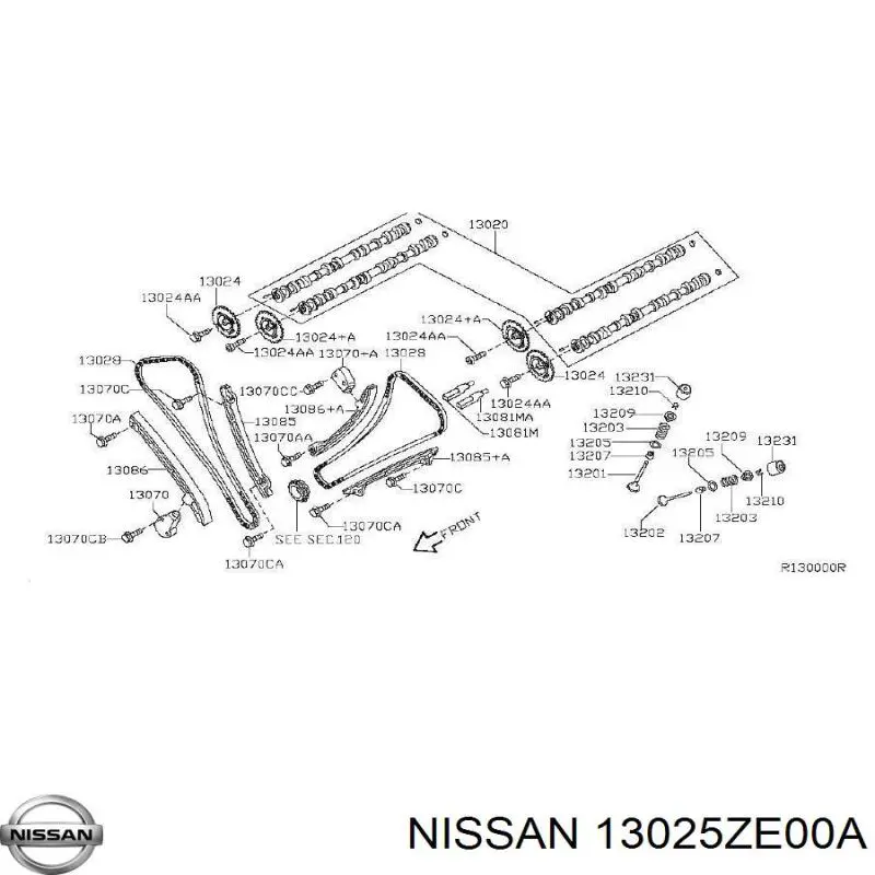 Звездочка-шестерня распредвала двигателя Nissan 13025ZE00A