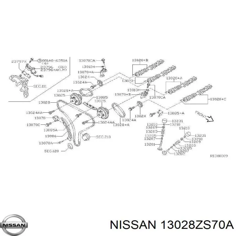 13028ZS70A Nissan cadeia do mecanismo de distribuição de gás
