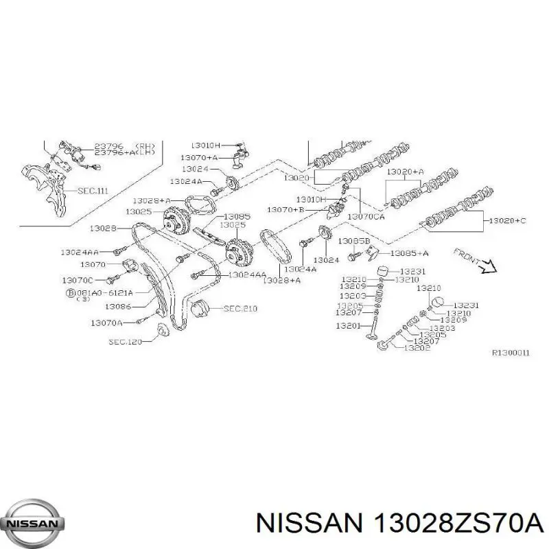 Цепь привода распредвала Nissan/Infiniti 130287Y000 цена, от 91.54 USD