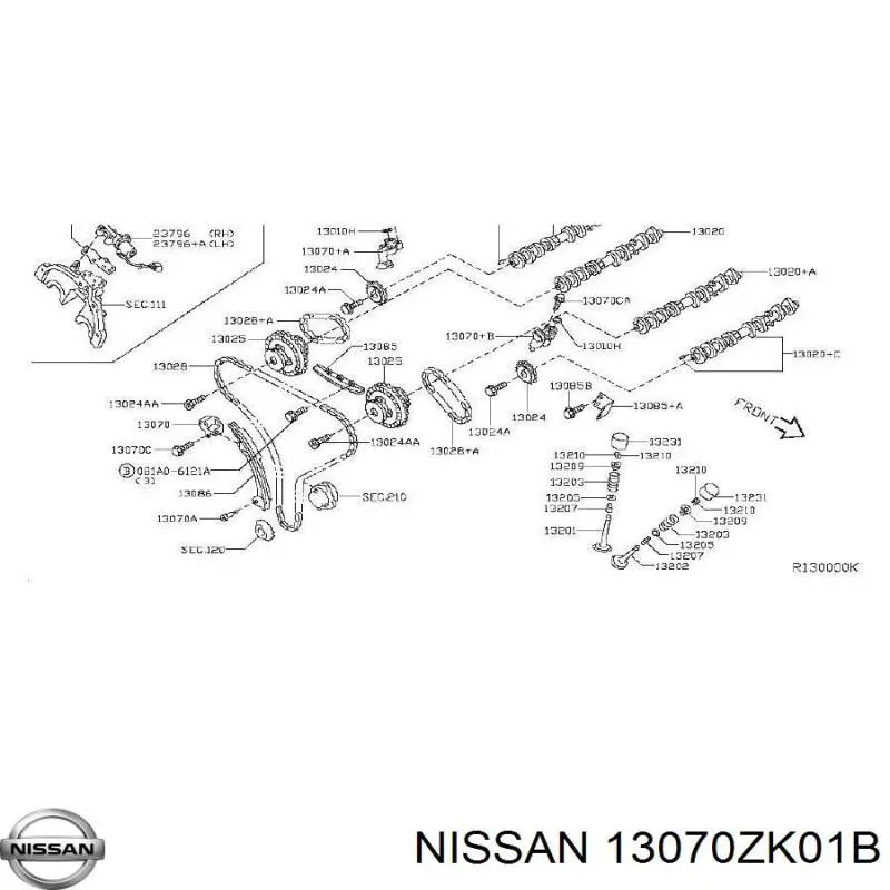 Натяжитель цепи ГРМ распреддвалов левый 13070ZK01B Nissan/Infiniti