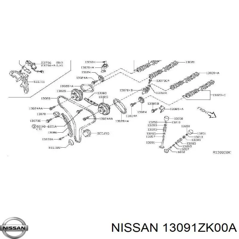Башмак натяжителя цепи ГРМ Nissan/Infiniti 13091ZK00A цена, от 19.17 USD
