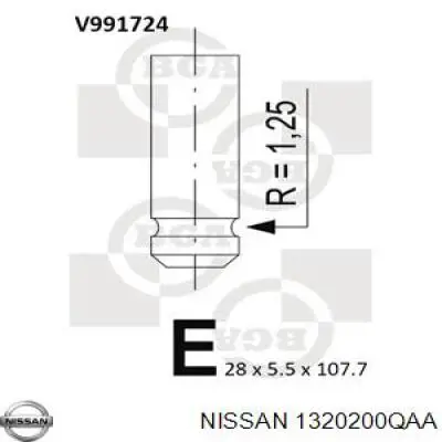 1320200QAA Nissan клапан выпускной