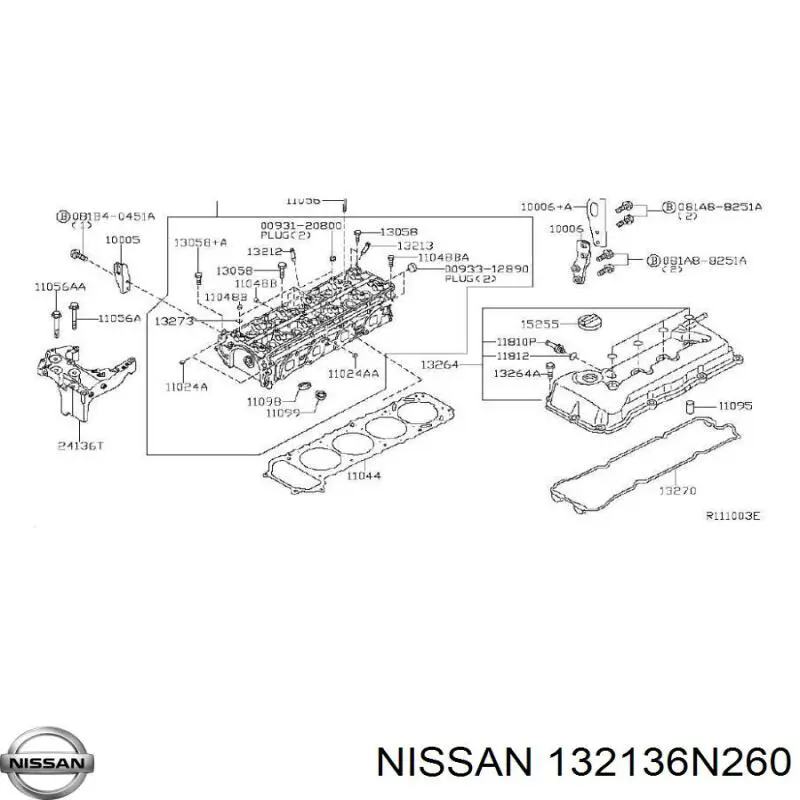 132136N260 Nissan направляющая клапана выпускного