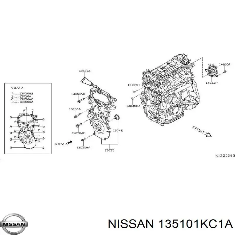 Сальник колінвала двигуна, передній 135101KC1A Nissan