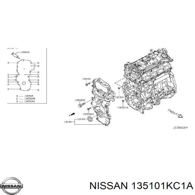 135101KC1A Nissan сальник коленвала двигателя передний