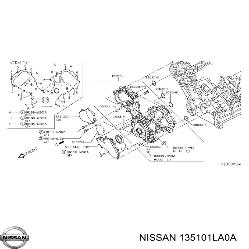 135101LA0A Nissan vedação dianteira de cambota de motor
